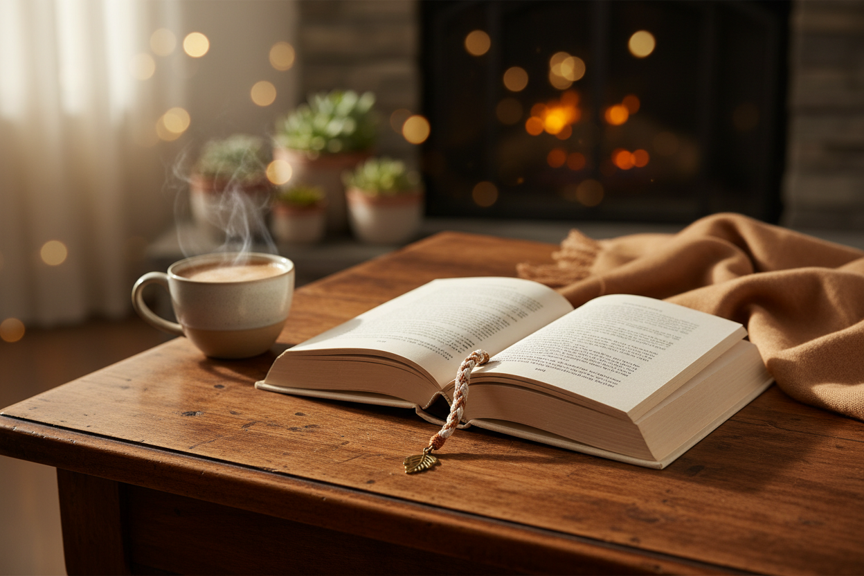 Cozy book with bookmark